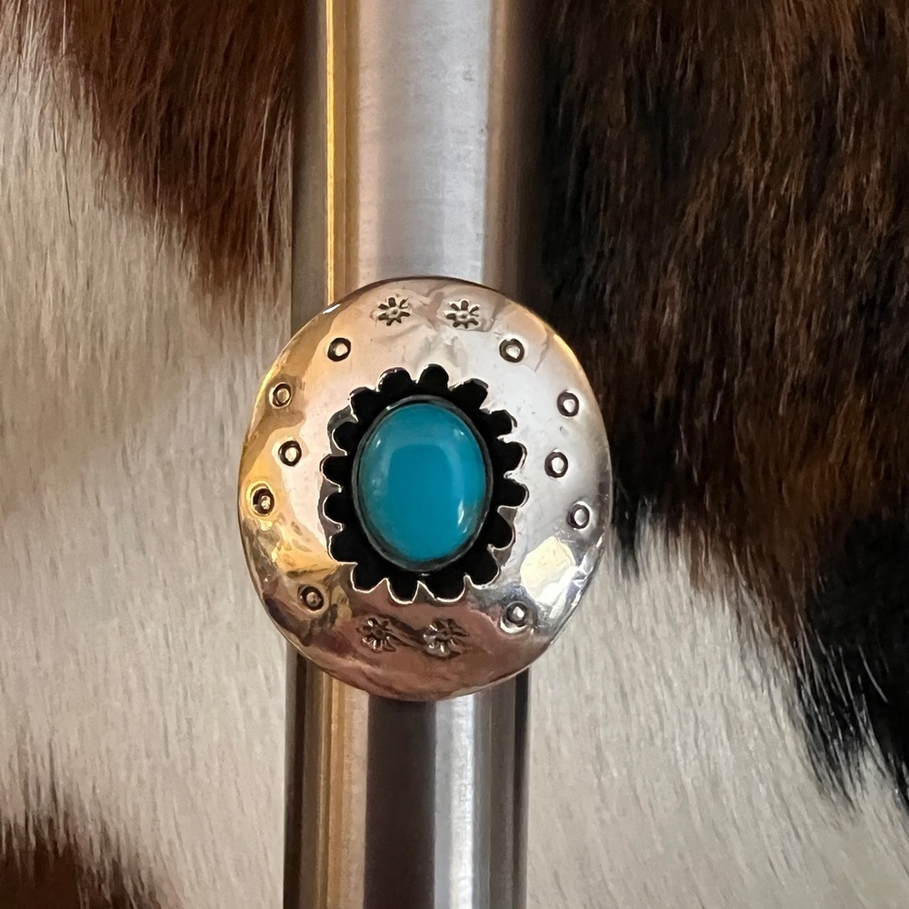 ❤️ Kingman Turquoise Shadowbox Statement Navajo Western Sterling Ring Size 9.5 - Picture 6 of 13